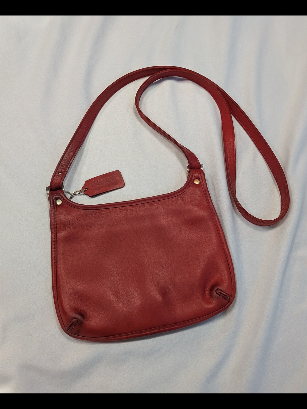 Coach Mini Hippie Flap Red Leather Crossbody Bag with Hang Tag